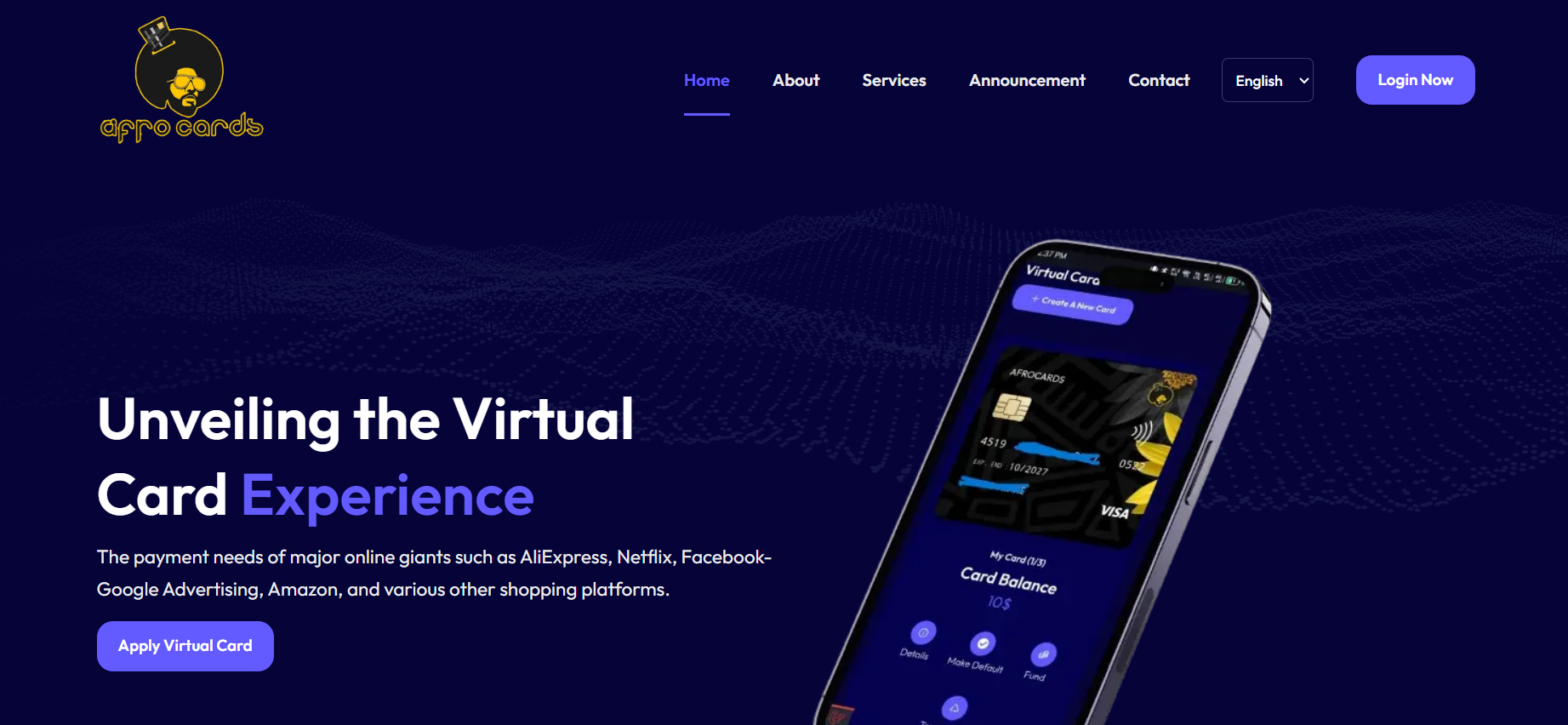 AfroCards - Virtual Debit Card Platform